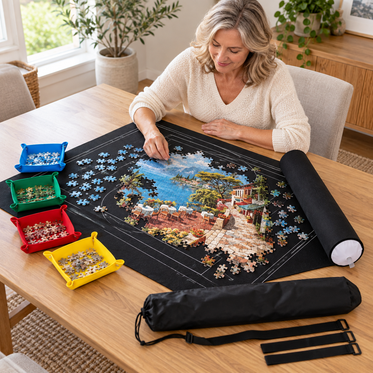 Puzzle and pause mat in use